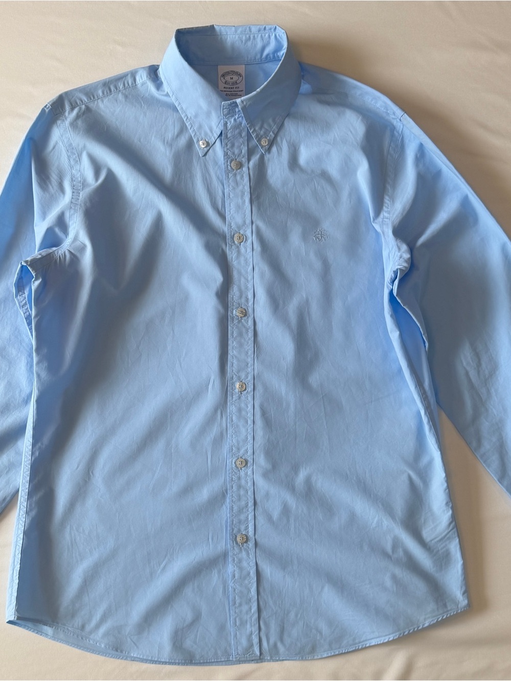 Brooks Brothers 1818 Mens M Blue Supima Cotton Long Sleeve Dress Shirt